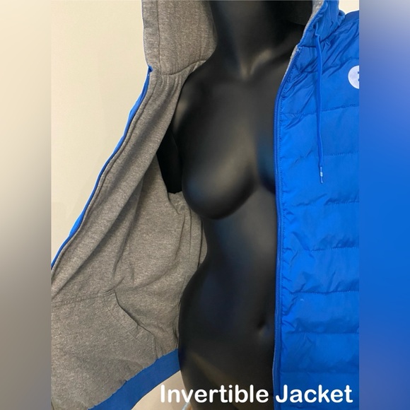 Blue & Grey Invertible Puffer Jacket - Picture 2 of 5